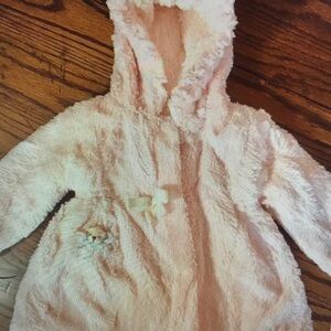 Plush Hooded Baby Jacket in Light Pink